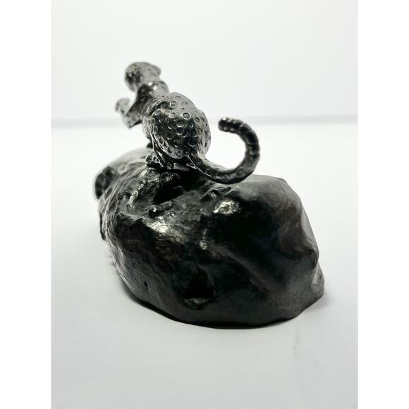 Patrick Mavros Medium Sterling Silver Leopard on Blackwood Base, Signed 3 5/8” - Picture 3 of 8
